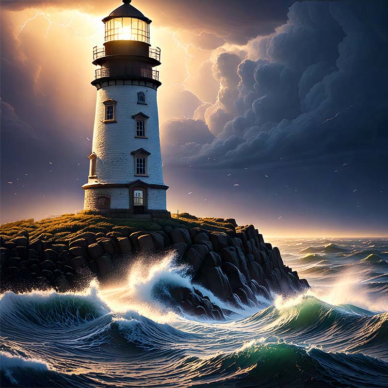 lighthouse in storm