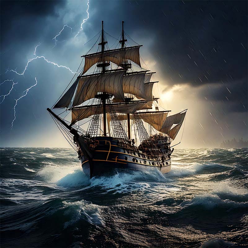 pirate ship stormy seas